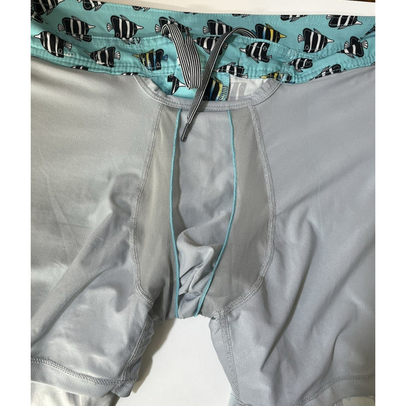 SAXX Betawave 2N1 DropTemp Cooling Liner Board Shorts Size 34 Blue Angel Fish - Picture 12 of 15